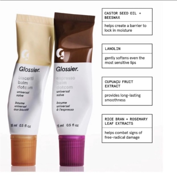Glossier Tinted Lip Balm Dotcom Set Espresso & Biscotti Duo BNIB - Picture 9 of 12
